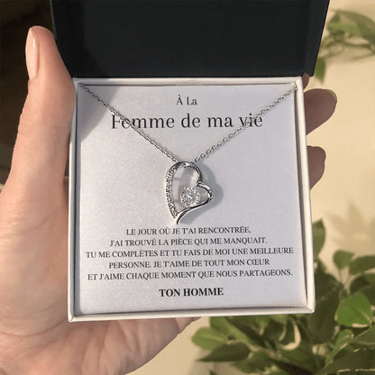 Collier amour cœur - À La Femme de ma vie, le jour où...