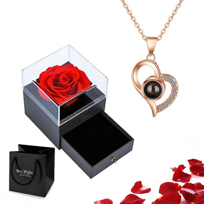 Collier Projection d'amour avec Coffret Rose Éternelle