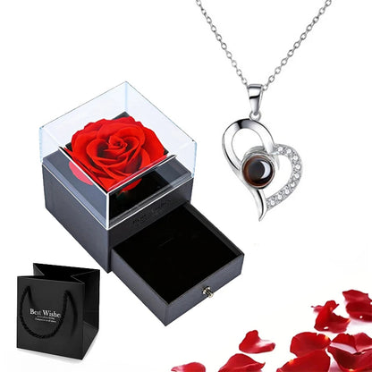 Collier Projection d'amour avec Coffret Rose Éternelle